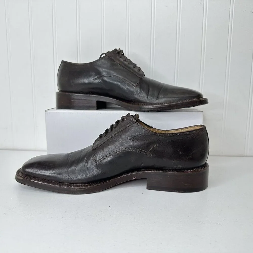 Avventura Brown Leather Dress Shoes Mens Oxfords Made In Spain Size 41 (9-9.5)